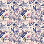 Wisteria bird chinoiserie fabric draped view
