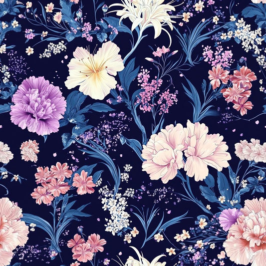 Night floral japanese fabric