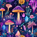 Mushroom crystal botanical fabric