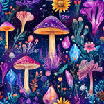 Mushroom crystal botanical fabric