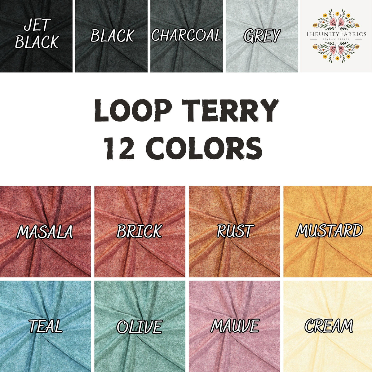 Thin loop terry cloth fabric draped view