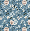 Vintage blue peony floral fabric