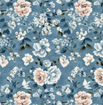 Vintage blue peony floral fabric