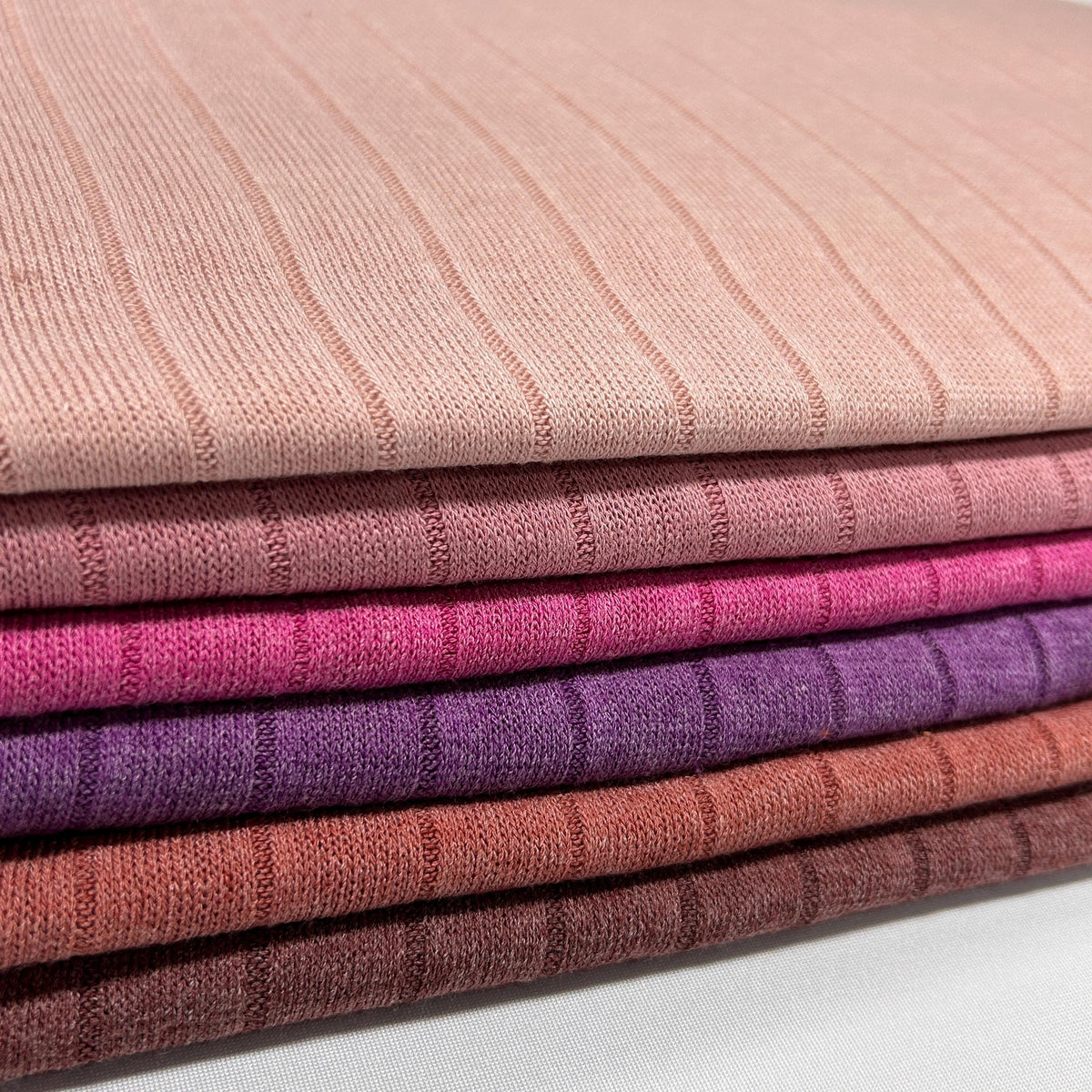Pink band rib knit fabric