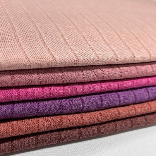 Pink band rib knit fabric