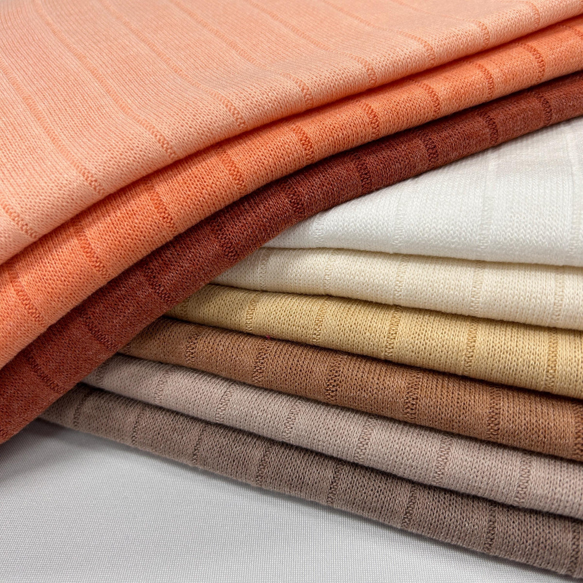 Brown fall band rib knit fabric