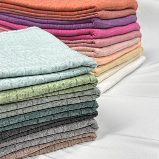 Multicolor band rib knit fabric