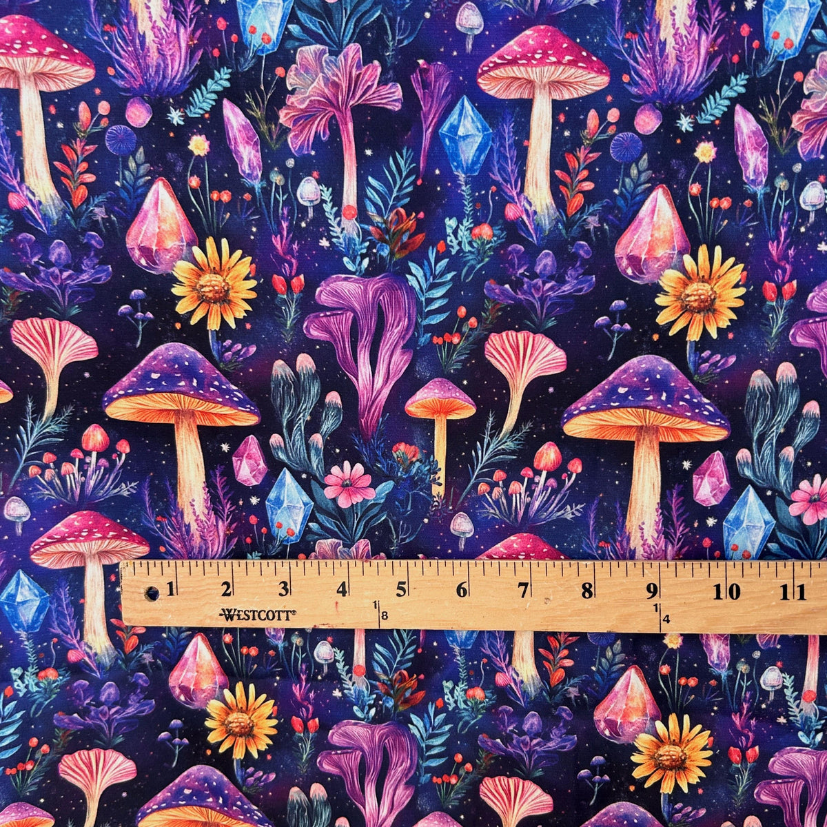 Mushroom crystal botanical fabric detail view