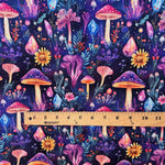 Mushroom crystal botanical fabric detail view