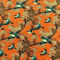 Orange and teal oriental fabric