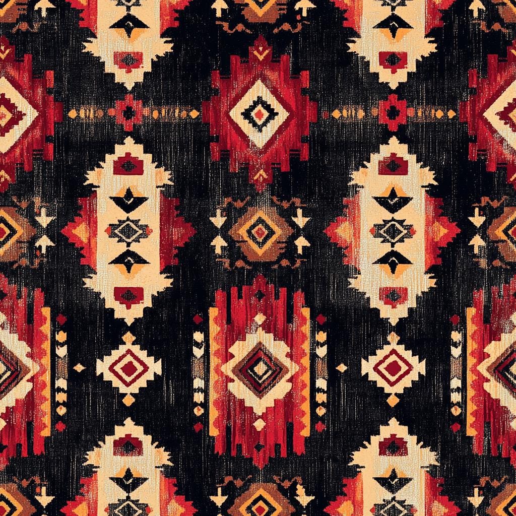 Tribal southwestern aztec fabric flat lay view