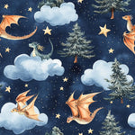 Baby dragon fantasy nursery fabric draped view