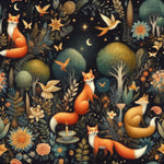 Wild forest fox woodland fabric