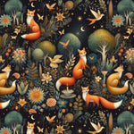 Wild forest fox woodland fabric draped view