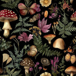 Rustic mushroom botanical fabric