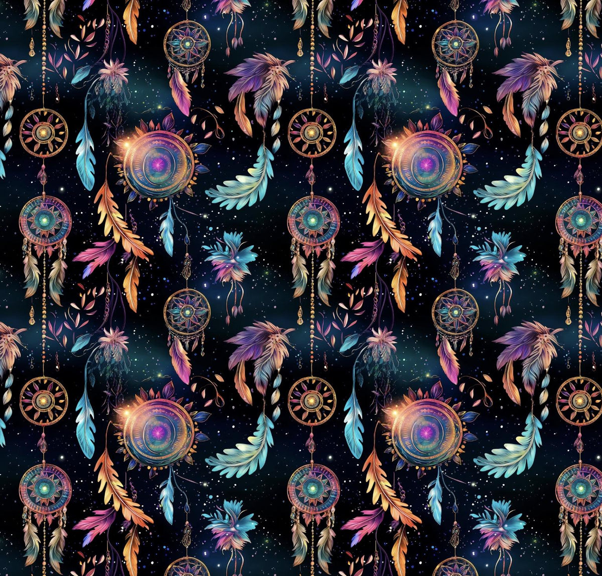 Dark night dreamcatcher galaxy fabric draped view