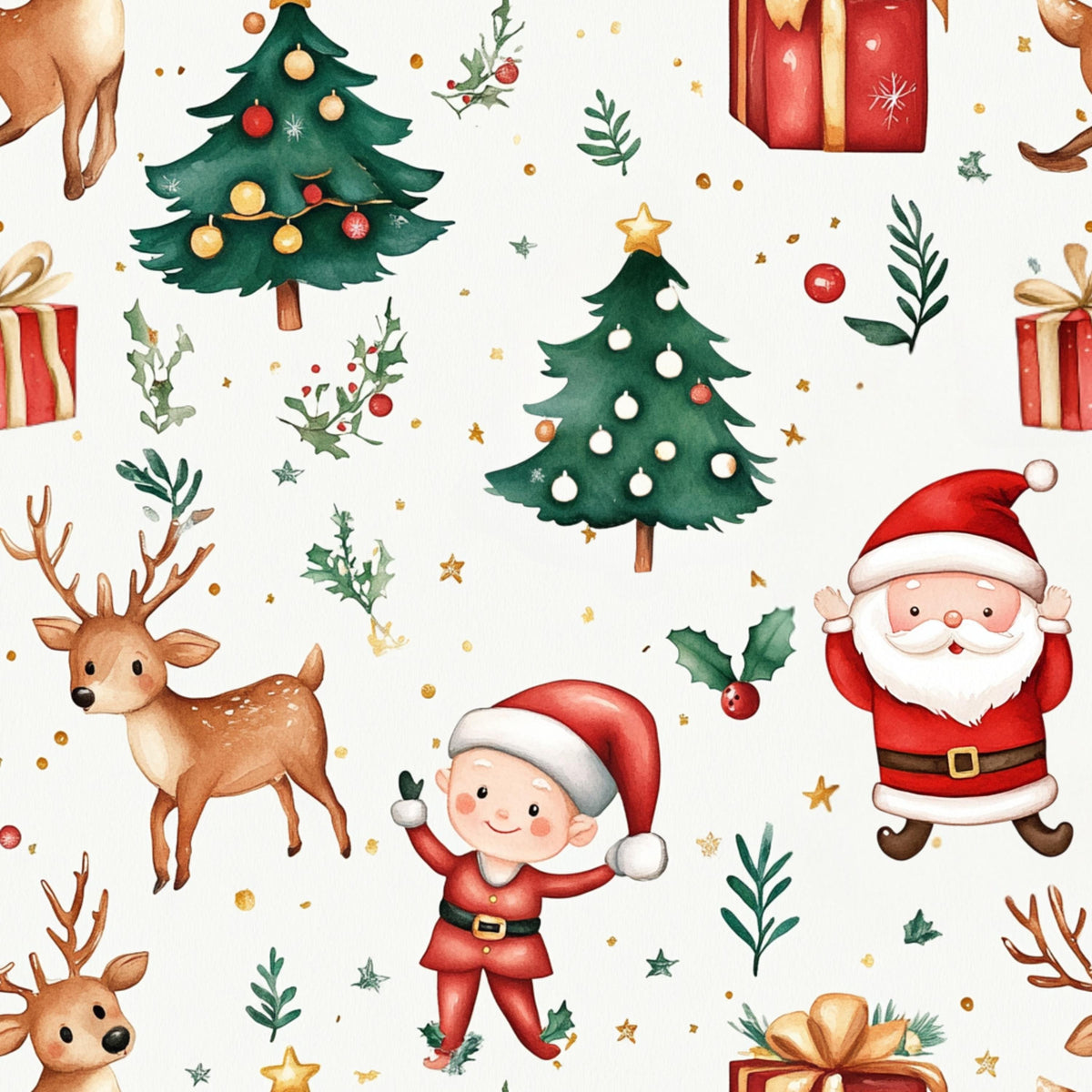Santa reindeer christmas fabric close-up texture detail