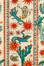 Mexican desert southwestern fabric flat lay view