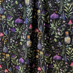 Magical herbs botanical fabric flat lay view