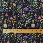 Magical herbs botanical fabric detail view