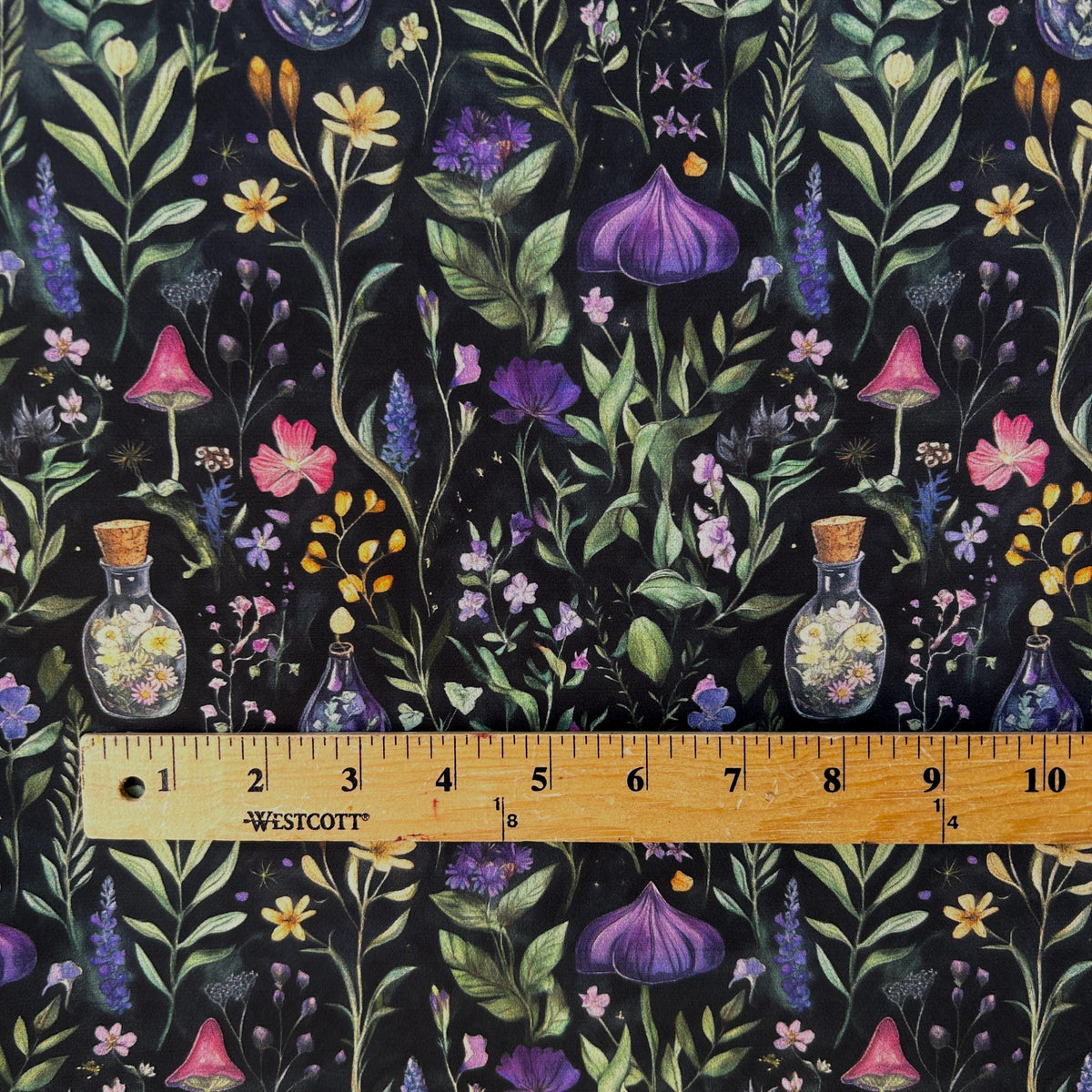 Magical herbs botanical fabric detail view