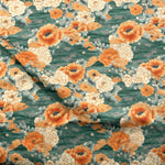 Teal orange japanese fabric