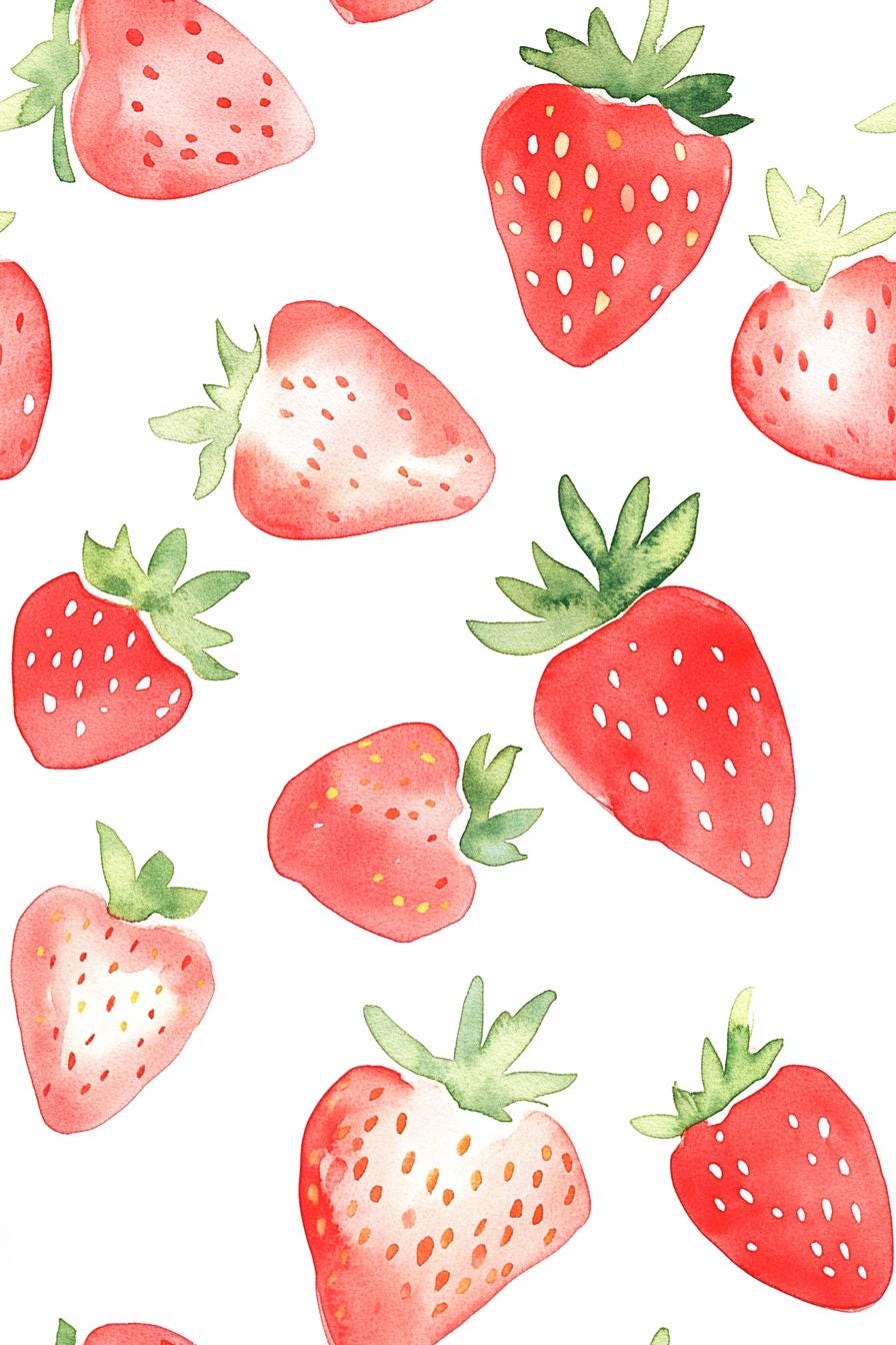 Watercolor strawberry fabric draped view