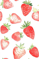 Watercolor strawberry fabric draped view