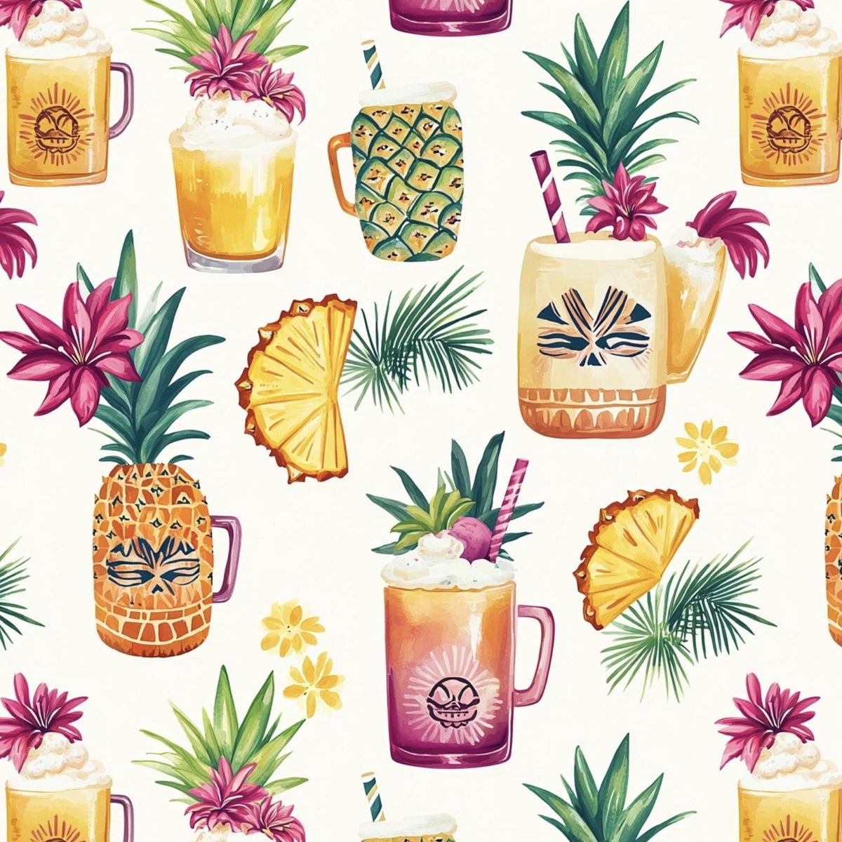 Hawaiian tiki cup fabric