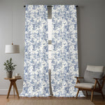 Red french country garden toile fabric draped view