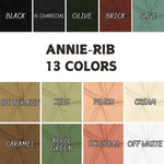 Annie stretch rib knit fabric flat lay view