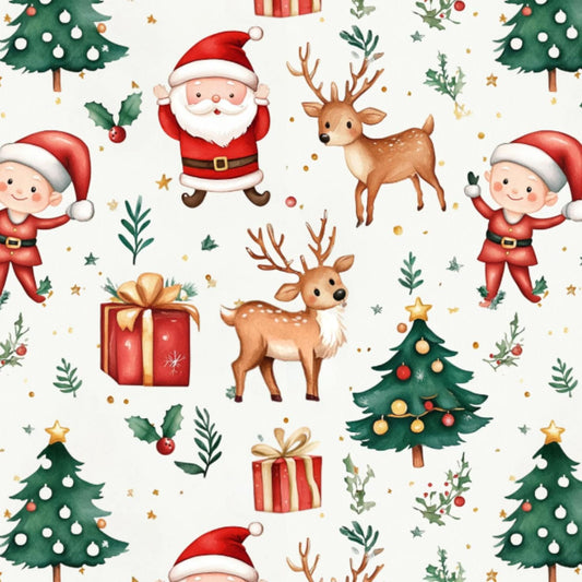 Santa reindeer christmas fabric