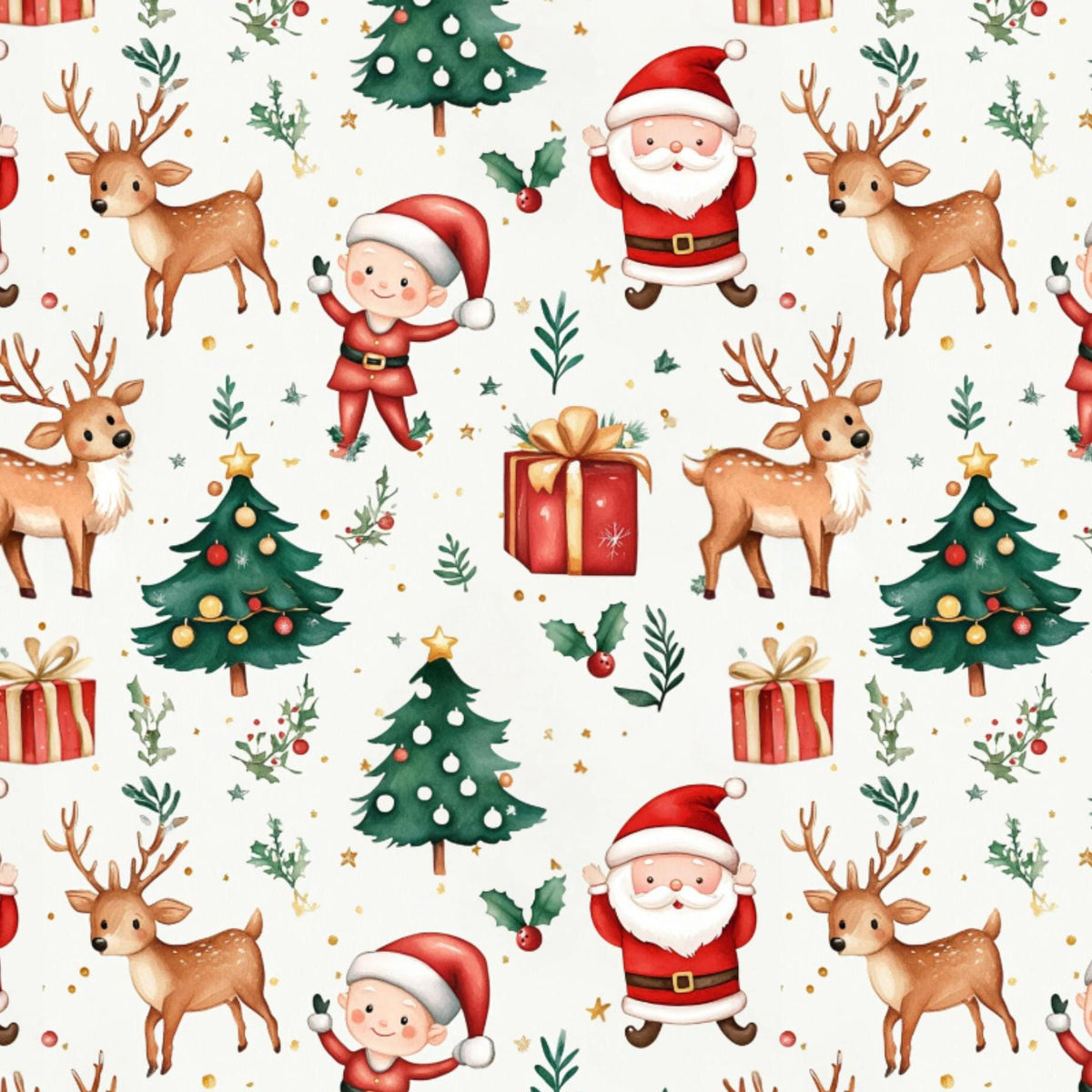 Santa reindeer christmas fabric draped view