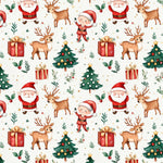 Santa reindeer christmas fabric flat lay view