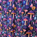 Mushroom crystal botanical fabric flat lay view
