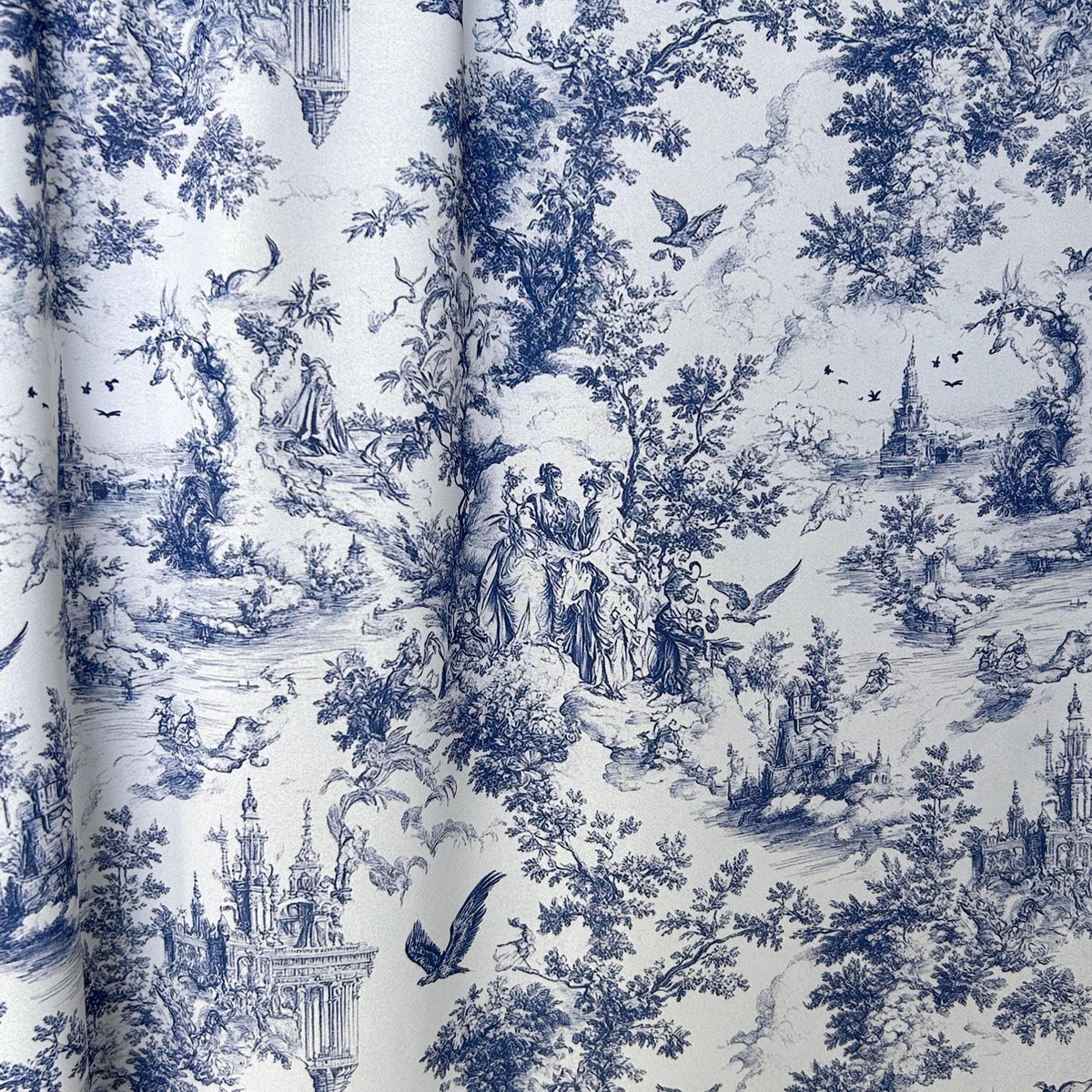 Pink english garden toile fabric texture close-up