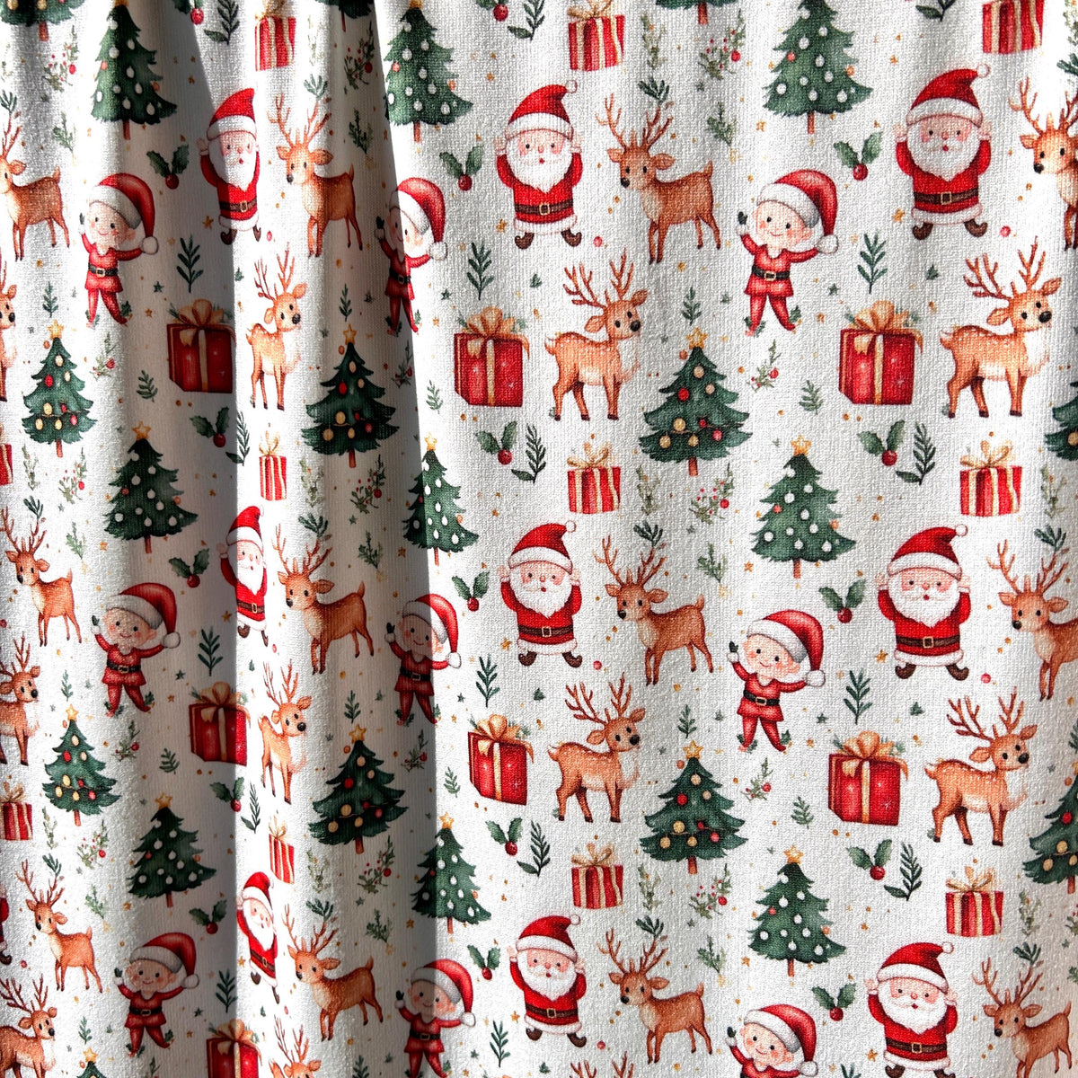Santa reindeer christmas fabric detail view