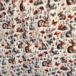 Medieval woodland bunny fabric flat lay view