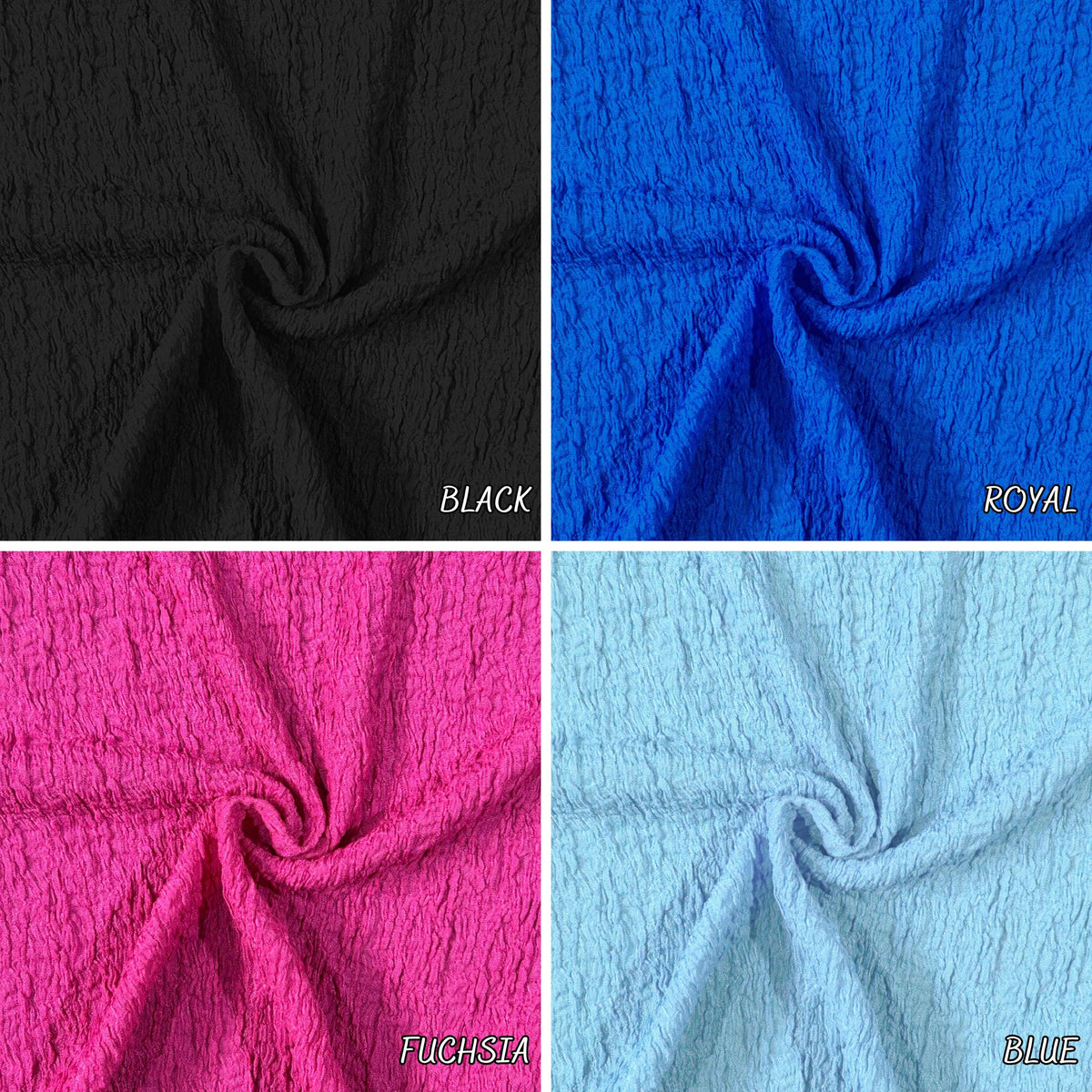 Wrinkled jacquard crepe fabric flat lay view