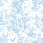 Red french country garden toile fabric texture close-up