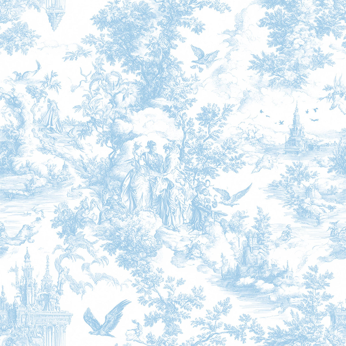 Red french country garden toile fabric texture close-up