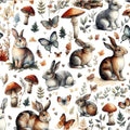 Medieval woodland bunny fabric