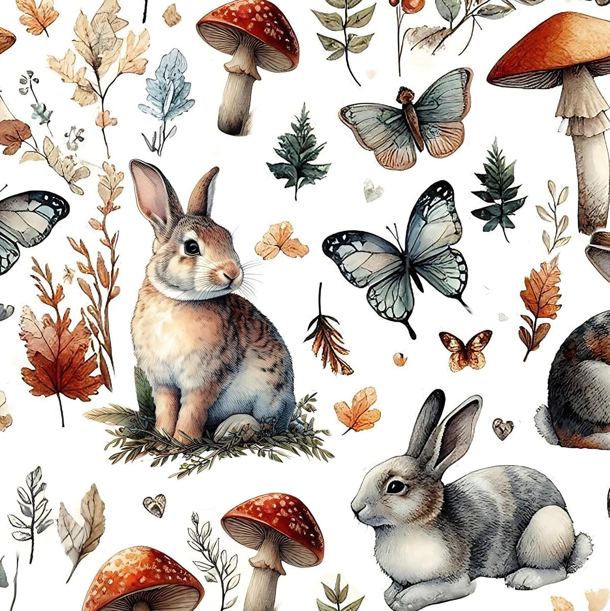 Medieval woodland bunny fabric close-up texture detail