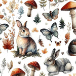 Medieval woodland bunny fabric close-up texture detail