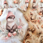 Otter woodland animal fabric detail view