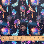 Dark night dreamcatcher galaxy fabric detail view
