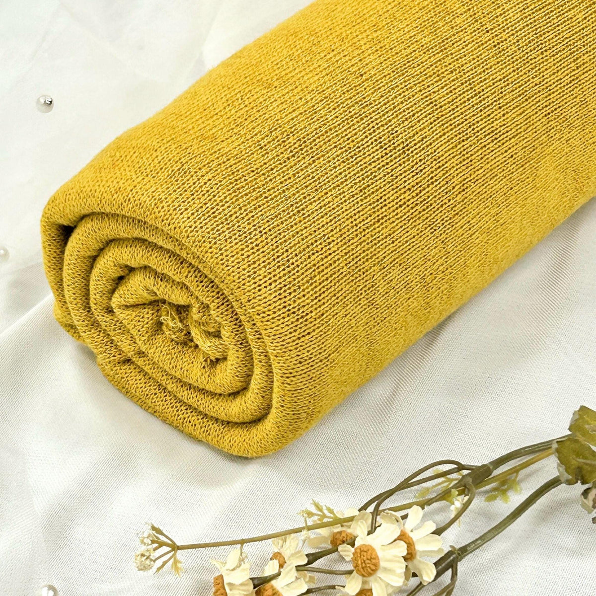 Yellow lightweight hacci knit fabric