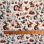 Medieval woodland bunny fabric folded view
