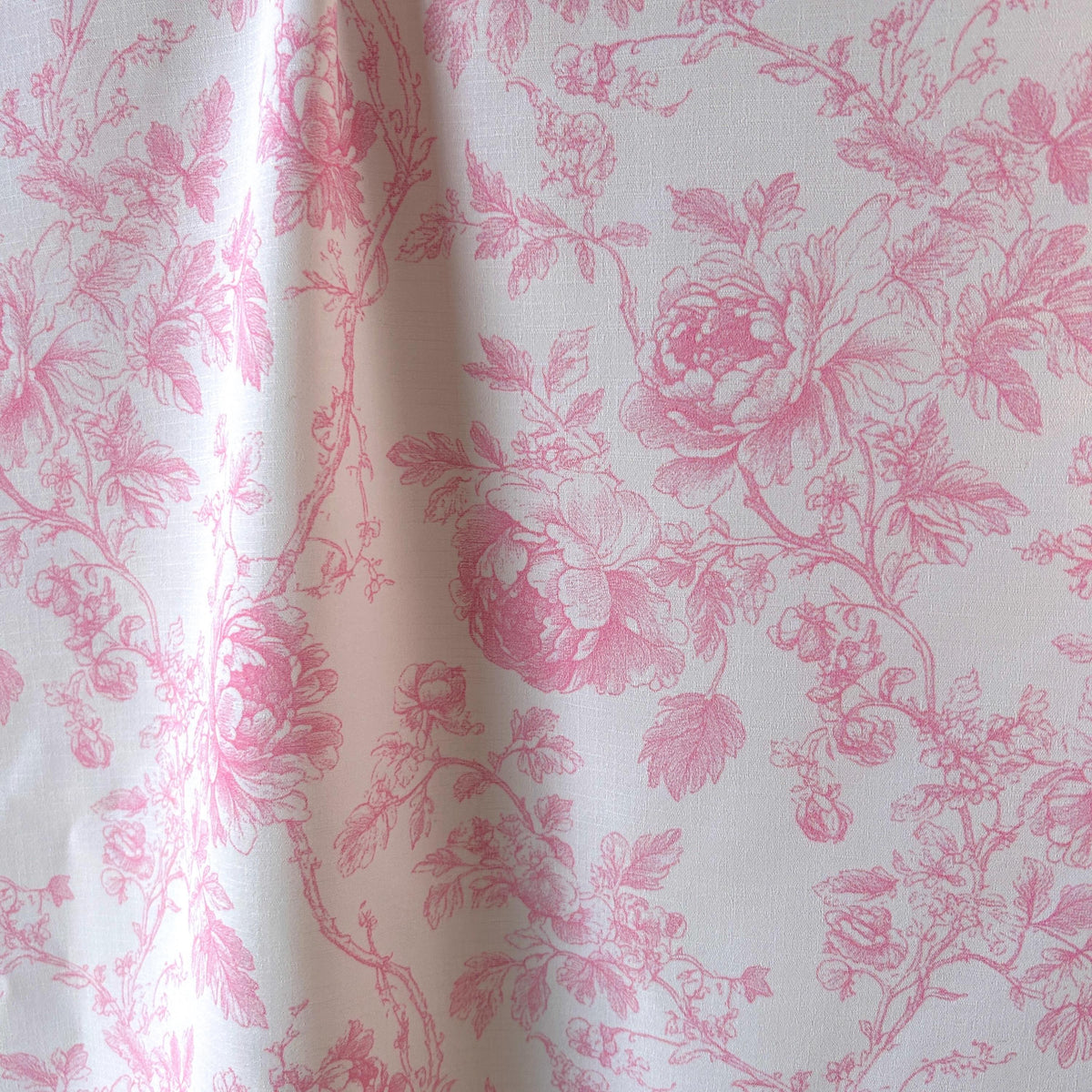 Pink premier prints toile fabric draped view