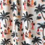 Vintage hawaii tiki fabric flat lay view